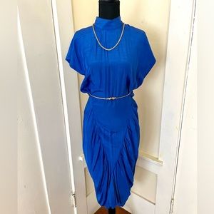 Vintage Blue V Dress WD2 by Diamond Size Small
